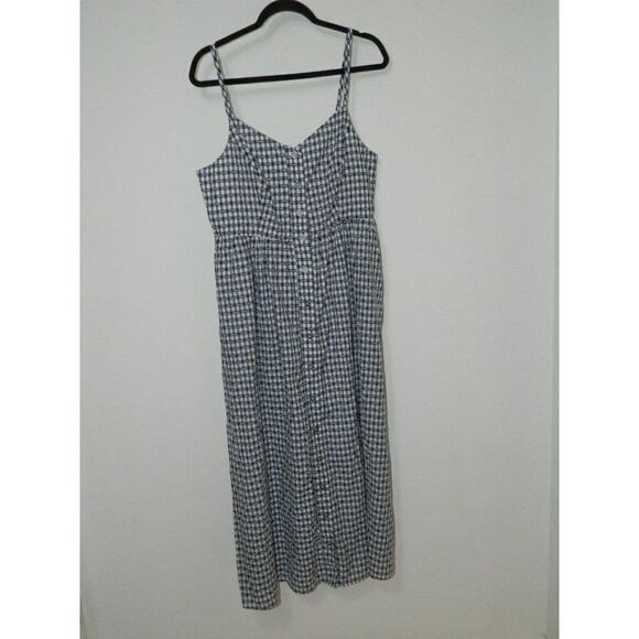 MODCLOTH Dress Navy Gingham Quite Clearly Charismatic Midi Button Dress Large - Picture 8 of 10